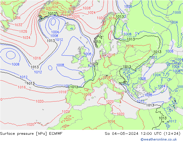 Bodendruck ECMWF Sa 04.05.2024 12 UTC