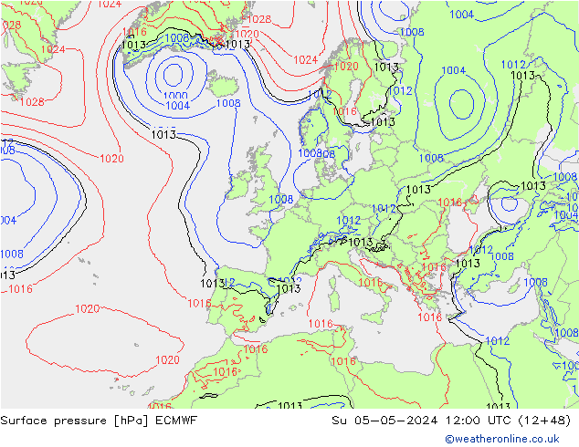 Bodendruck ECMWF So 05.05.2024 12 UTC