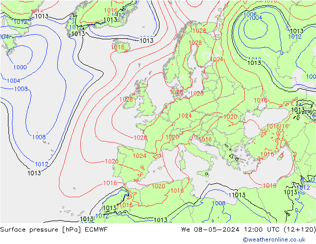 ciśnienie ECMWF śro. 08.05.2024 12 UTC