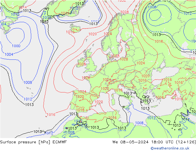 ciśnienie ECMWF śro. 08.05.2024 18 UTC