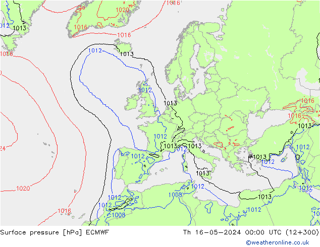 ciśnienie ECMWF czw. 16.05.2024 00 UTC