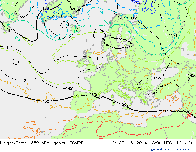 Height/Temp. 850 hPa ECMWF Fr 03.05.2024 18 UTC