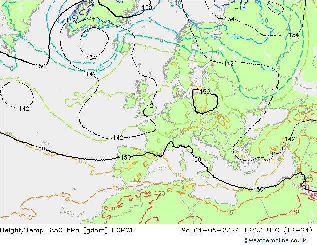 Height/Temp. 850 hPa ECMWF Sáb 04.05.2024 12 UTC