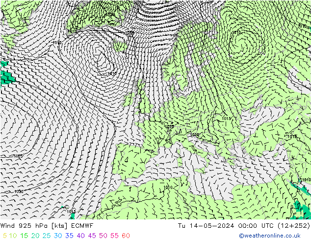 Vento 925 hPa ECMWF mar 14.05.2024 00 UTC