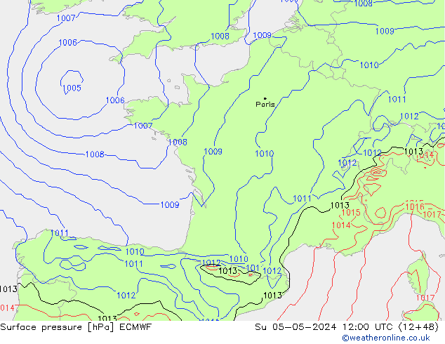 Bodendruck ECMWF So 05.05.2024 12 UTC