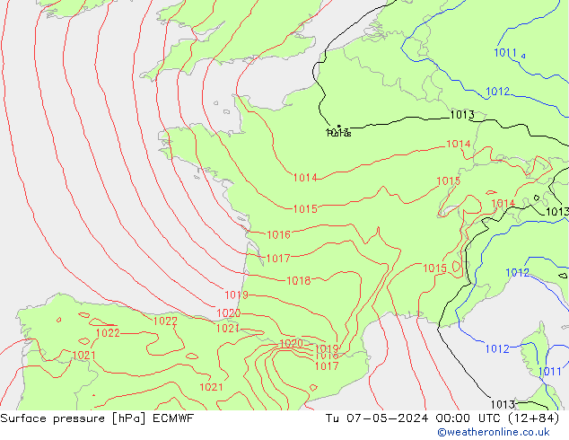 pressão do solo ECMWF Ter 07.05.2024 00 UTC