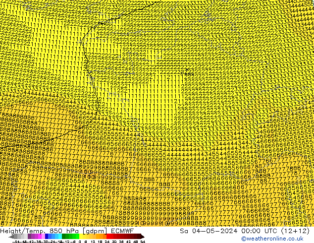 Height/Temp. 850 hPa ECMWF Sa 04.05.2024 00 UTC