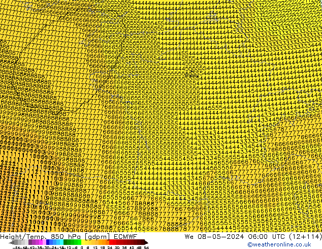 Height/Temp. 850 hPa ECMWF We 08.05.2024 06 UTC