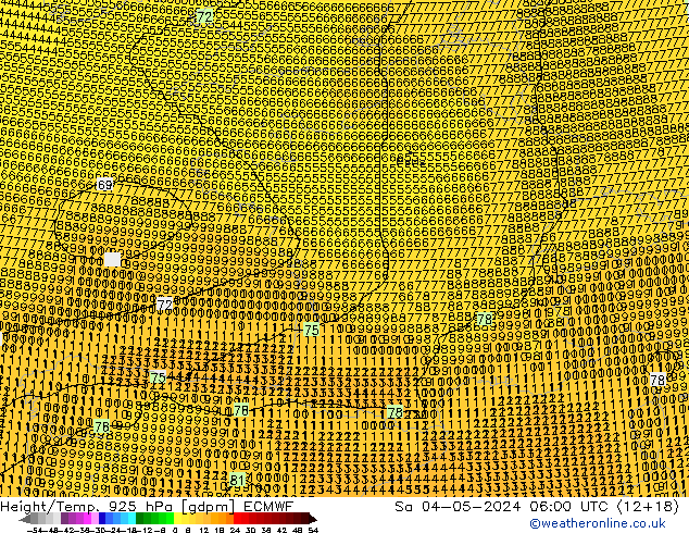 Height/Temp. 925 hPa ECMWF Sa 04.05.2024 06 UTC