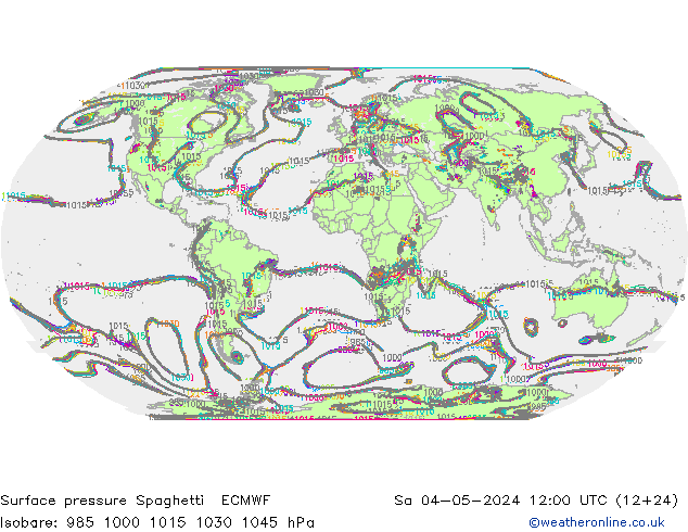 Bodendruck Spaghetti ECMWF Sa 04.05.2024 12 UTC