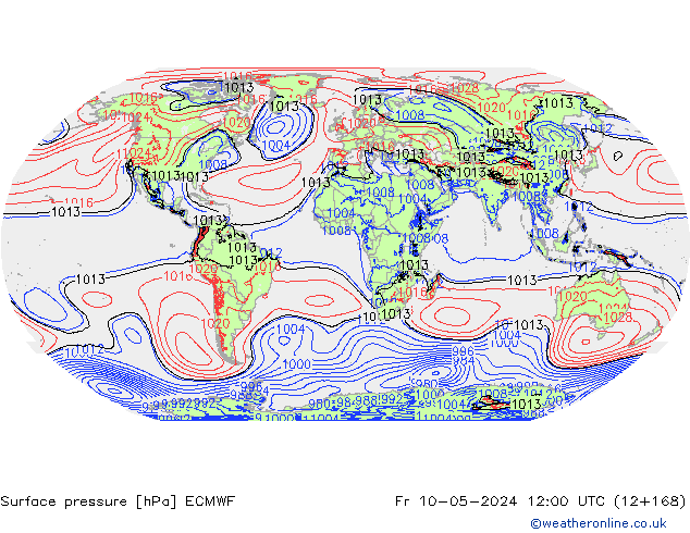 Bodendruck ECMWF Fr 10.05.2024 12 UTC