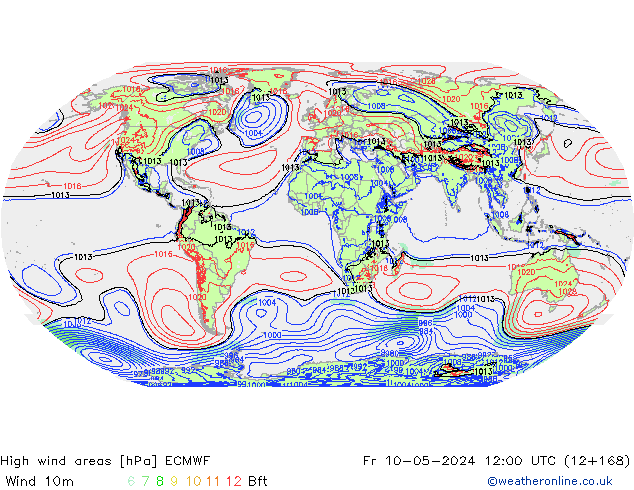 High wind areas ECMWF Sex 10.05.2024 12 UTC