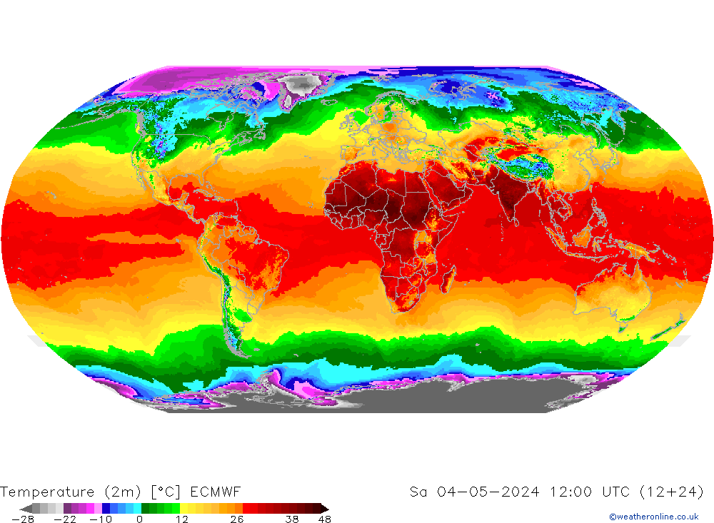 Temperaturkarte (2m) ECMWF Sa 04.05.2024 12 UTC