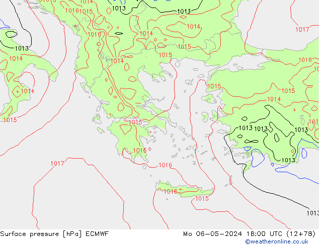 Presión superficial ECMWF lun 06.05.2024 18 UTC