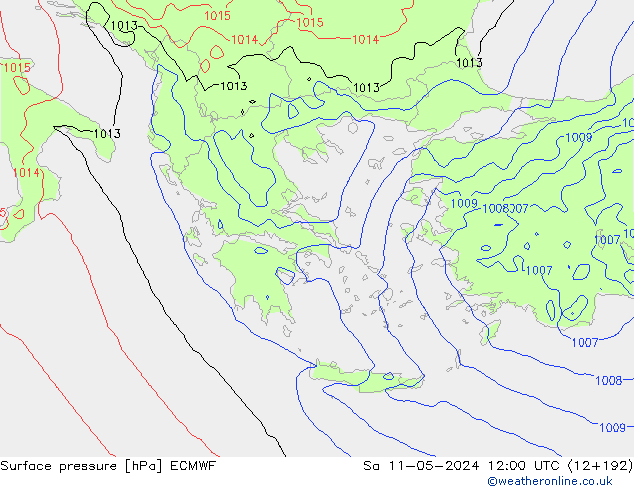 Surface pressure ECMWF Sa 11.05.2024 12 UTC