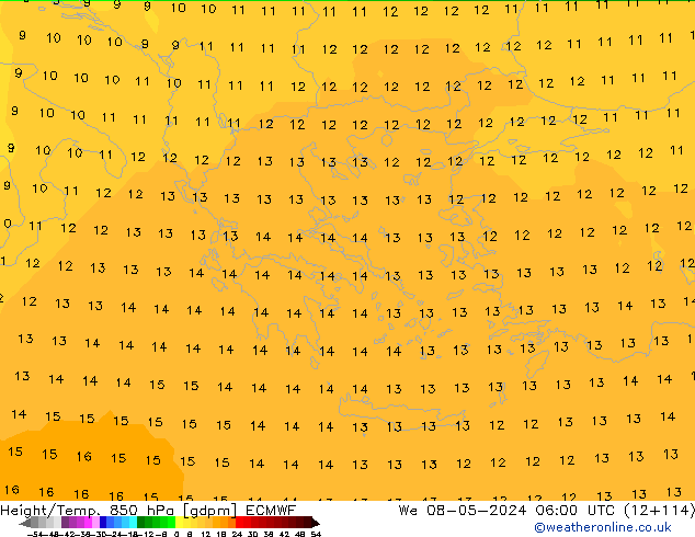 Height/Temp. 850 hPa ECMWF Mi 08.05.2024 06 UTC