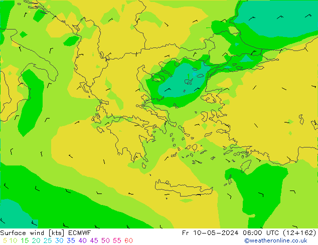 Surface wind ECMWF Fr 10.05.2024 06 UTC