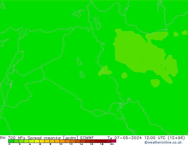 Humidité rel. 700 hPa Spread ECMWF mar 07.05.2024 12 UTC
