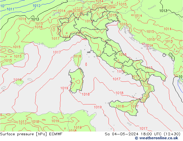 приземное давление ECMWF сб 04.05.2024 18 UTC