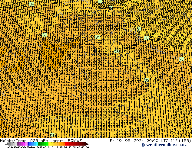 Height/Temp. 925 hPa ECMWF Fr 10.05.2024 00 UTC