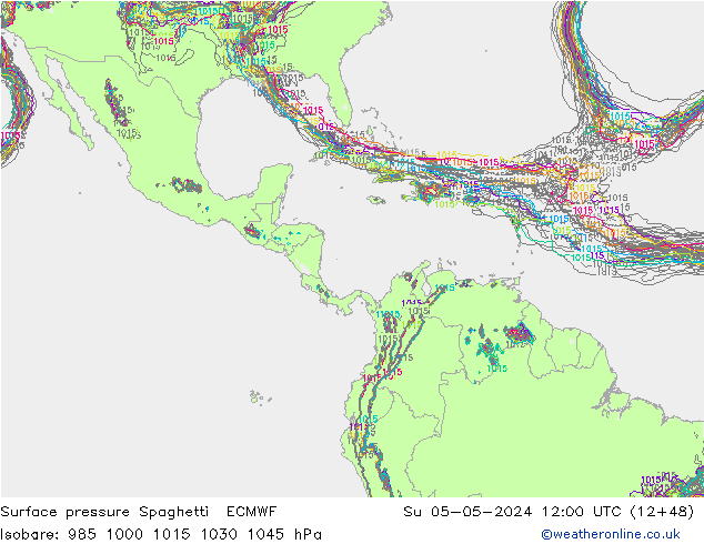 Bodendruck Spaghetti ECMWF So 05.05.2024 12 UTC