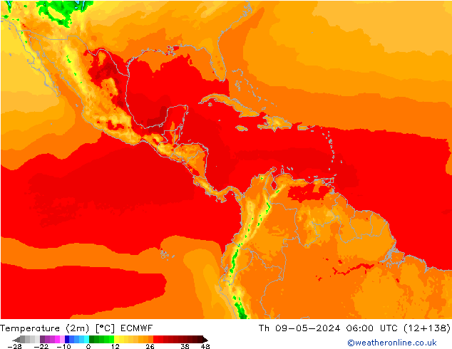 Temperatura (2m) ECMWF Qui 09.05.2024 06 UTC