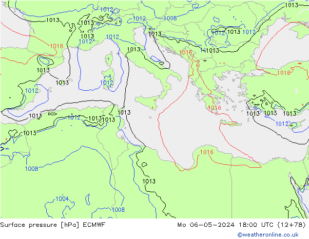 Pressione al suolo ECMWF lun 06.05.2024 18 UTC