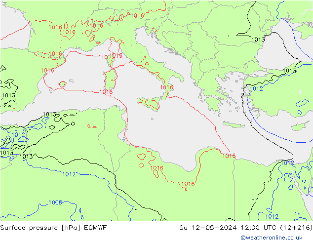 pressão do solo ECMWF Dom 12.05.2024 12 UTC