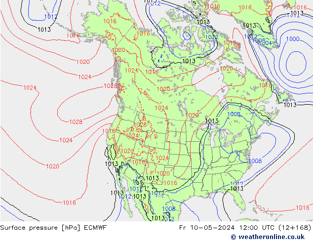 Atmosférický tlak ECMWF Pá 10.05.2024 12 UTC