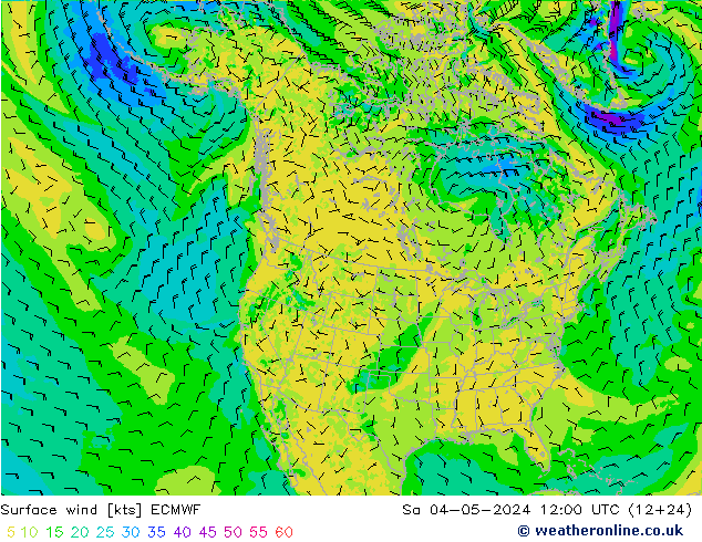 Vento 10 m ECMWF Sáb 04.05.2024 12 UTC