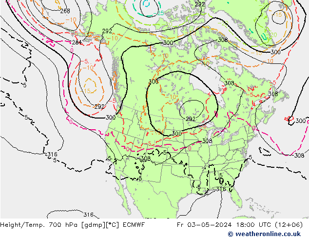 Height/Temp. 700 hPa ECMWF Fr 03.05.2024 18 UTC