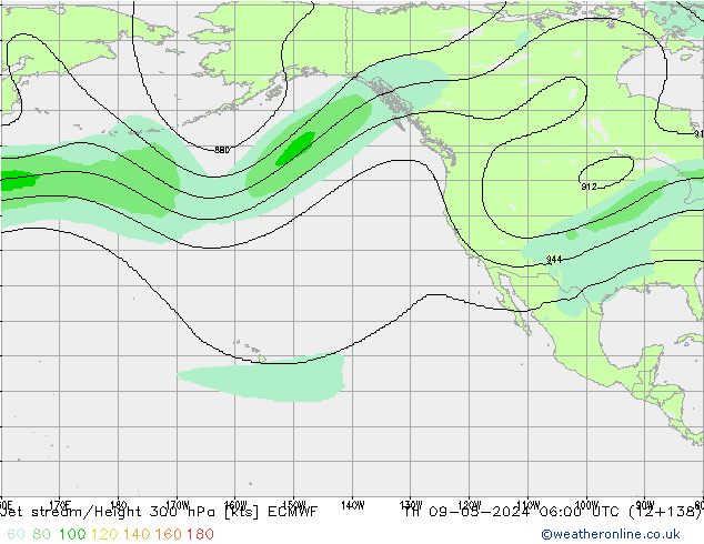 Jet stream ECMWF Qui 09.05.2024 06 UTC