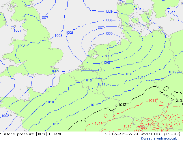 pressão do solo ECMWF Dom 05.05.2024 06 UTC