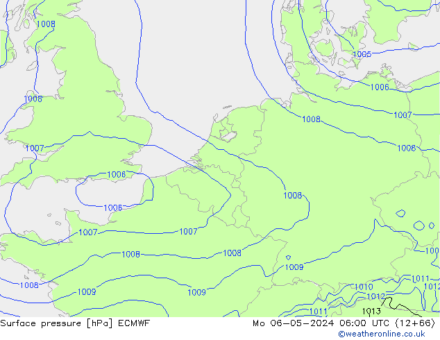 Luchtdruk (Grond) ECMWF ma 06.05.2024 06 UTC