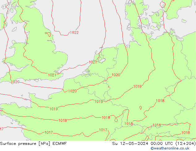 Surface pressure ECMWF Su 12.05.2024 00 UTC