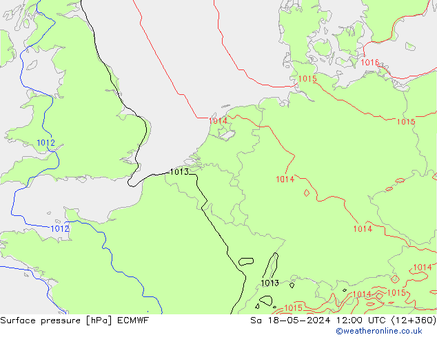 Presión superficial ECMWF sáb 18.05.2024 12 UTC