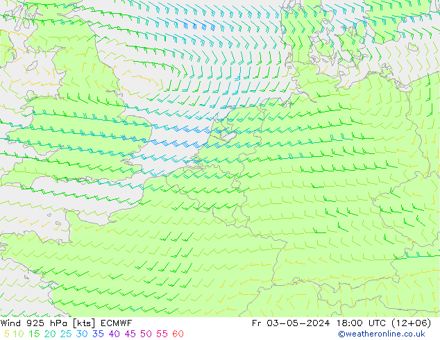 Wind 925 hPa ECMWF Fr 03.05.2024 18 UTC
