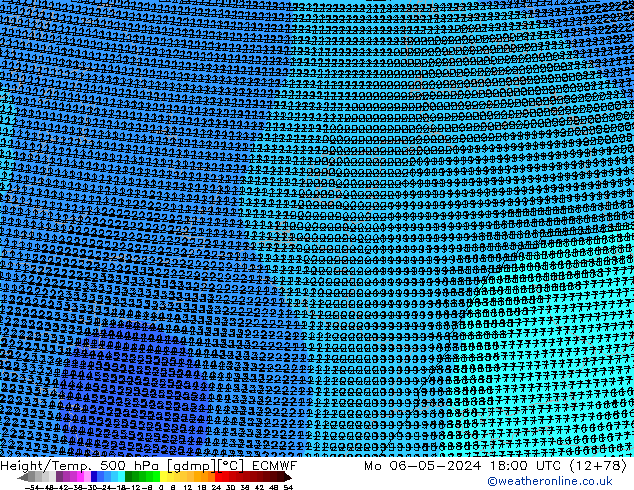 Height/Temp. 500 hPa ECMWF Mo 06.05.2024 18 UTC