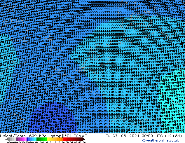 Géop./Temp. 500 hPa ECMWF mar 07.05.2024 00 UTC