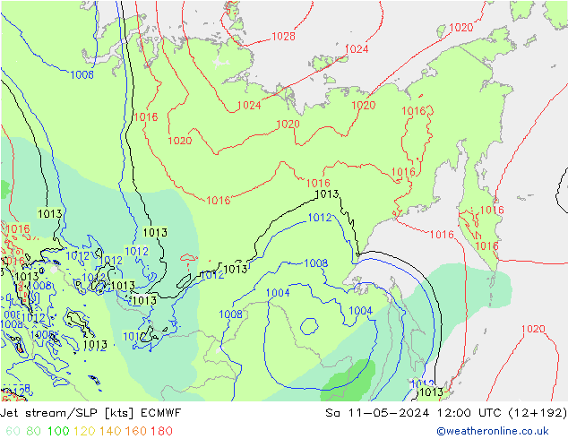 Jet Akımları/SLP ECMWF Cts 11.05.2024 12 UTC