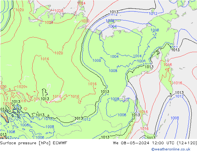 Surface pressure ECMWF We 08.05.2024 12 UTC