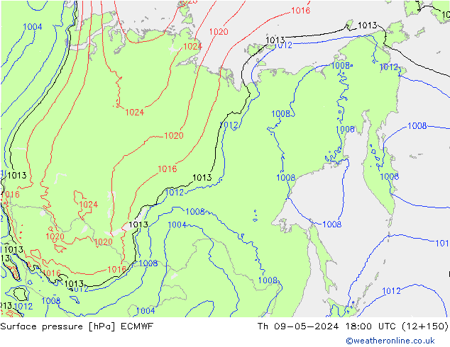 Surface pressure ECMWF Th 09.05.2024 18 UTC
