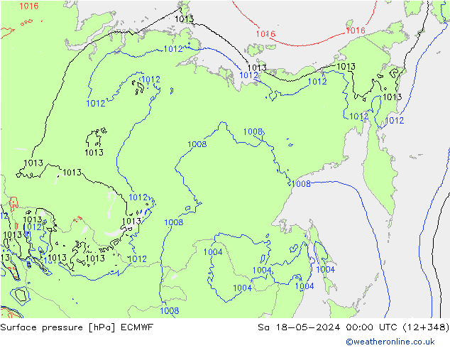 Atmosférický tlak ECMWF So 18.05.2024 00 UTC