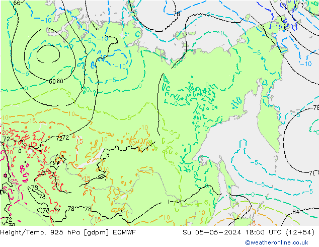 Hoogte/Temp. 925 hPa ECMWF zo 05.05.2024 18 UTC