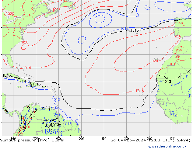 Pressione al suolo ECMWF sab 04.05.2024 12 UTC