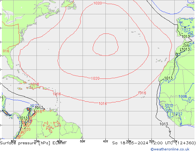 Pressione al suolo ECMWF sab 18.05.2024 12 UTC