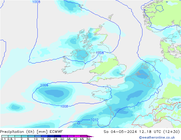 Precipitation (6h) ECMWF Sa 04.05.2024 18 UTC