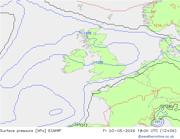 Luchtdruk (Grond) ECMWF vr 03.05.2024 18 UTC