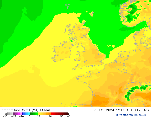 Temperature (2m) ECMWF Ne 05.05.2024 12 UTC