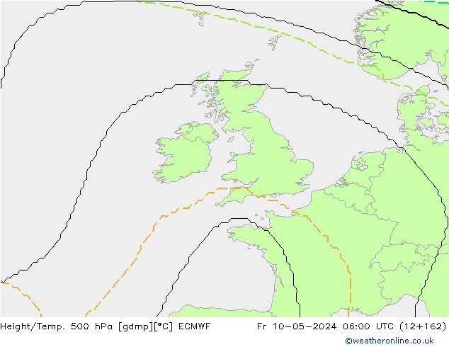 Height/Temp. 500 hPa ECMWF Fr 10.05.2024 06 UTC